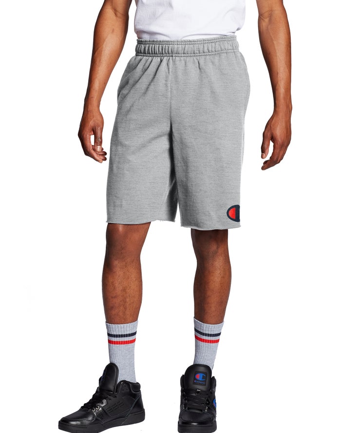 Champion Mens Shorts NZ - Powerblend Fleece C Logo Grey ( 7438-GZYXN )